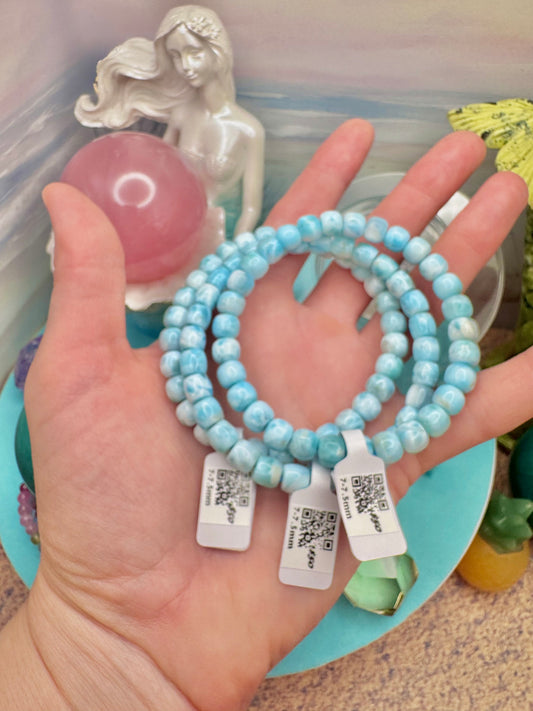 AA Larimar Rondel Bead Bracelet (7-7.5mm)