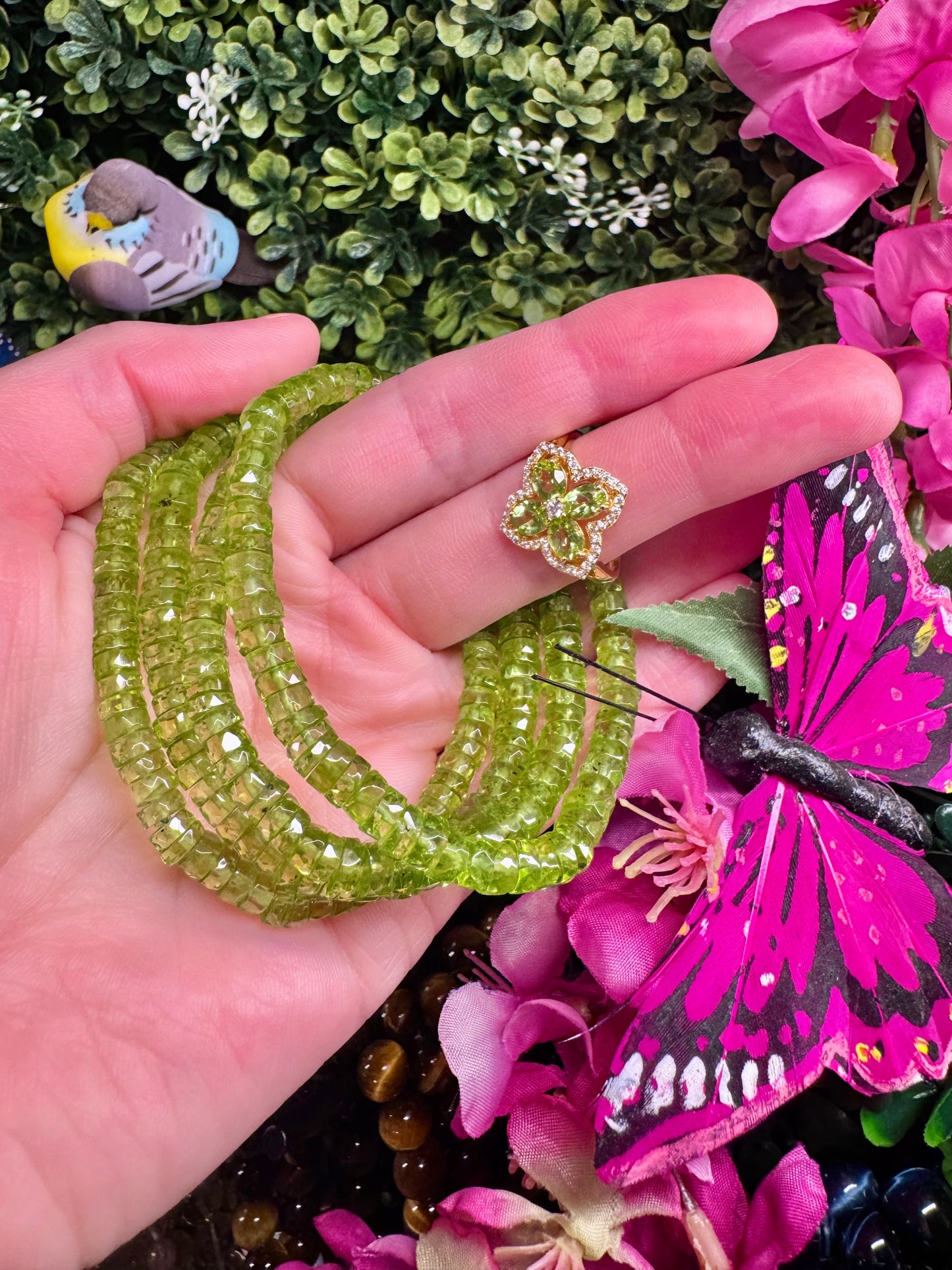 Peridot Faceted Rondel Bead Bracelet 5+mm