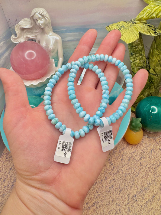 AA Larimar Rondel Bead Bracelet (6.5-7mm)