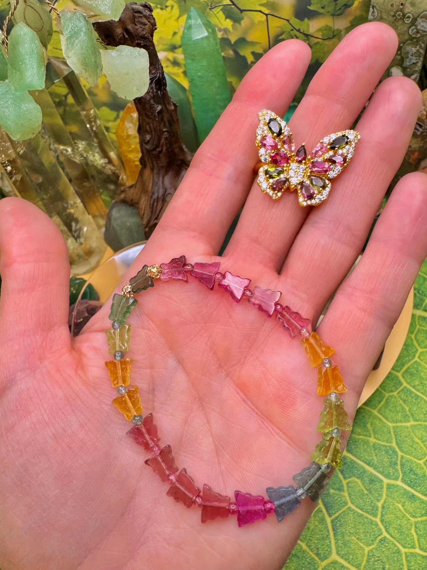 Multi-Colored Tourmaline Butterfly 🦋 Stretch Bracelet