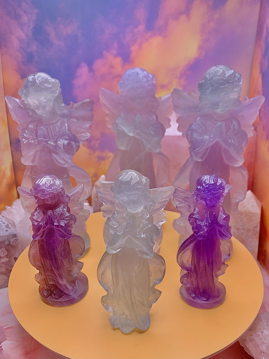 Purple Fluorite Angel Carving