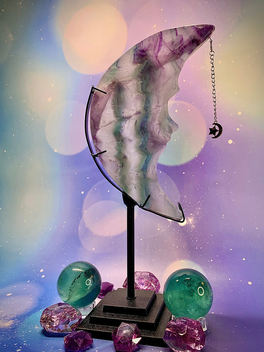 Fluorite Moon 🌙 on Stand (Large)