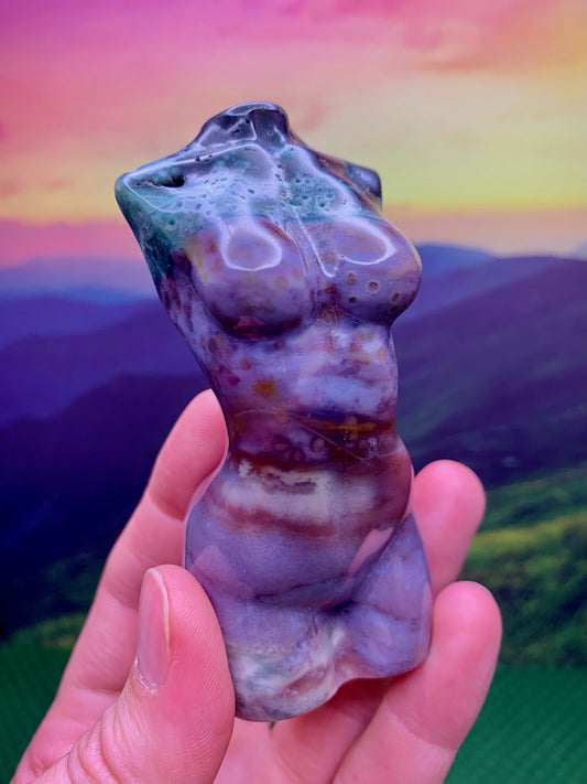 Ocean Jasper Goddess in Green Purple