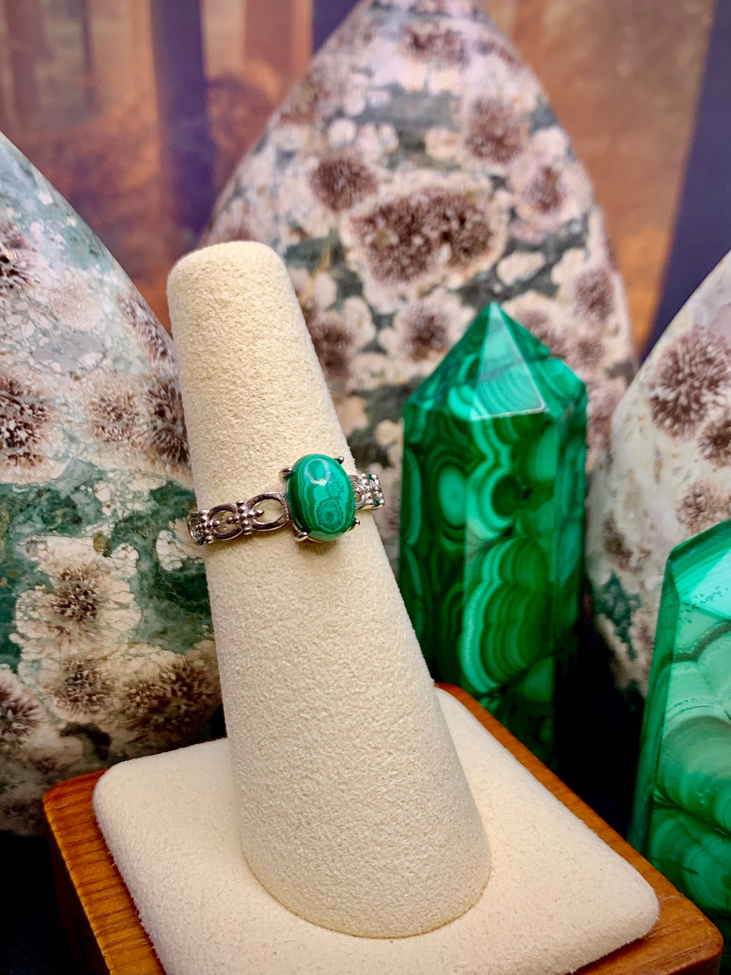 Malachite Ring in Sterling Silver *Adjustable*