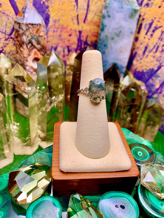 Green Moss Agate Ring