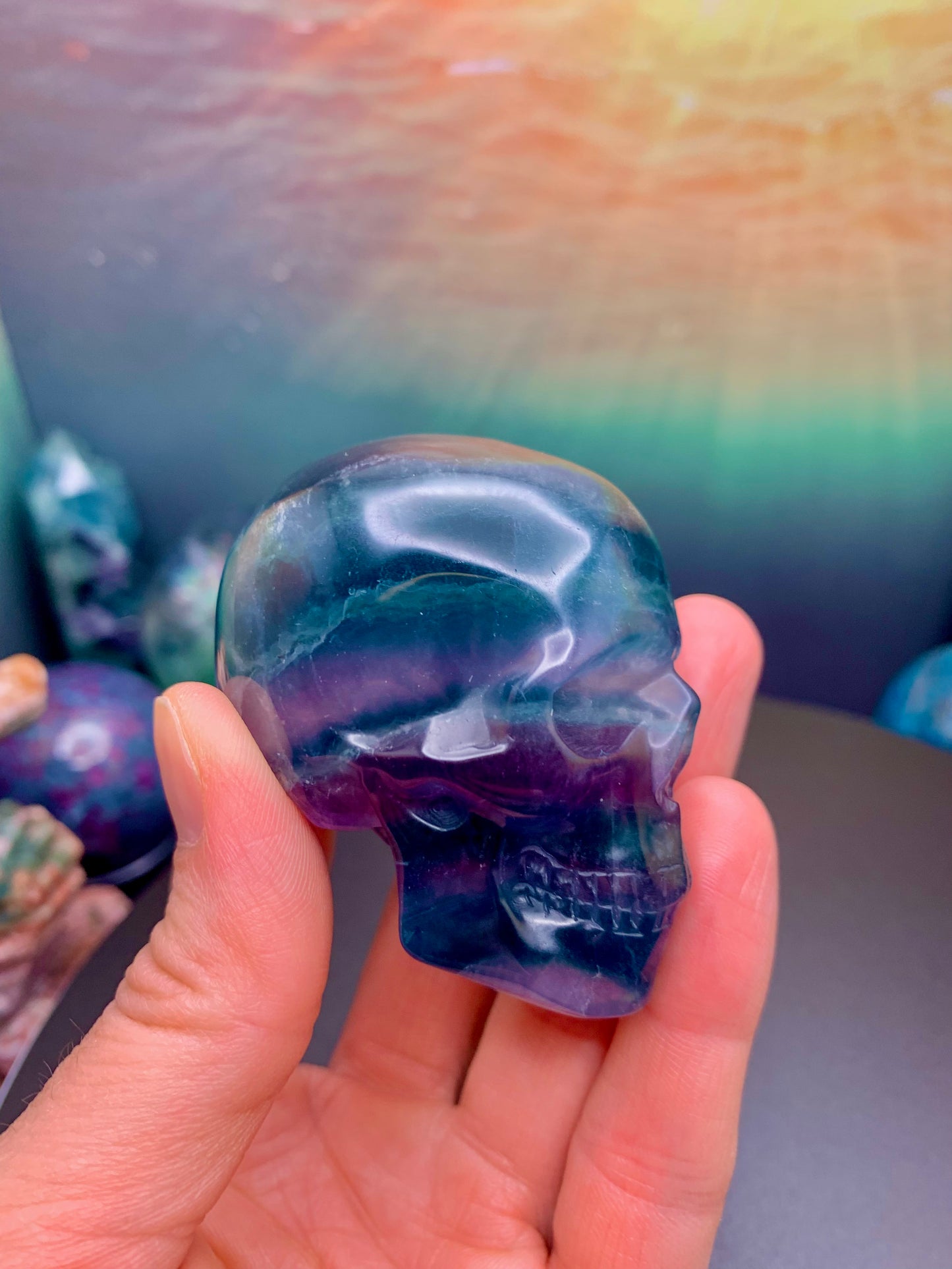 Rainbow Fluorite Skull HQ*