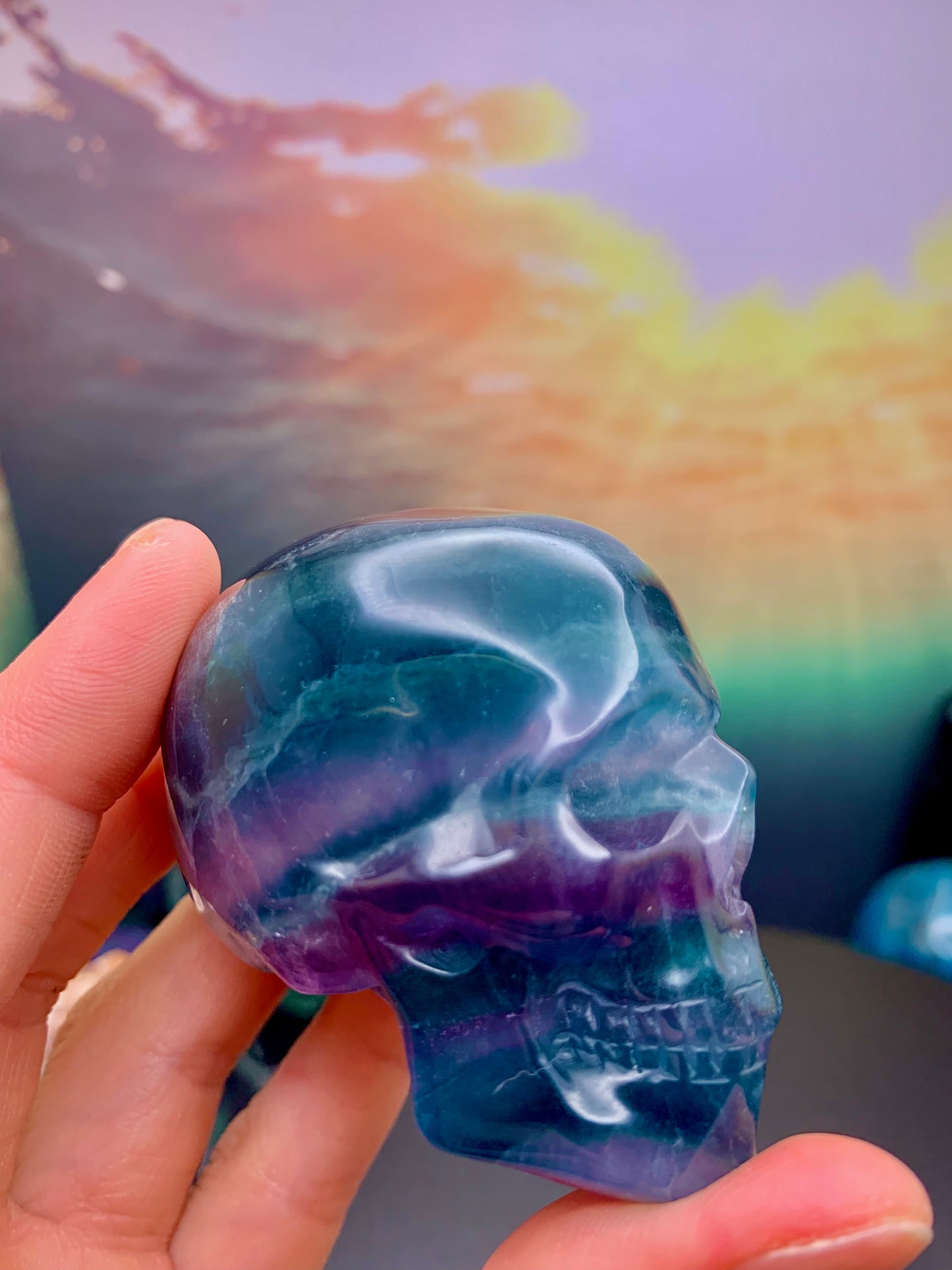 Rainbow Fluorite Skull HQ*