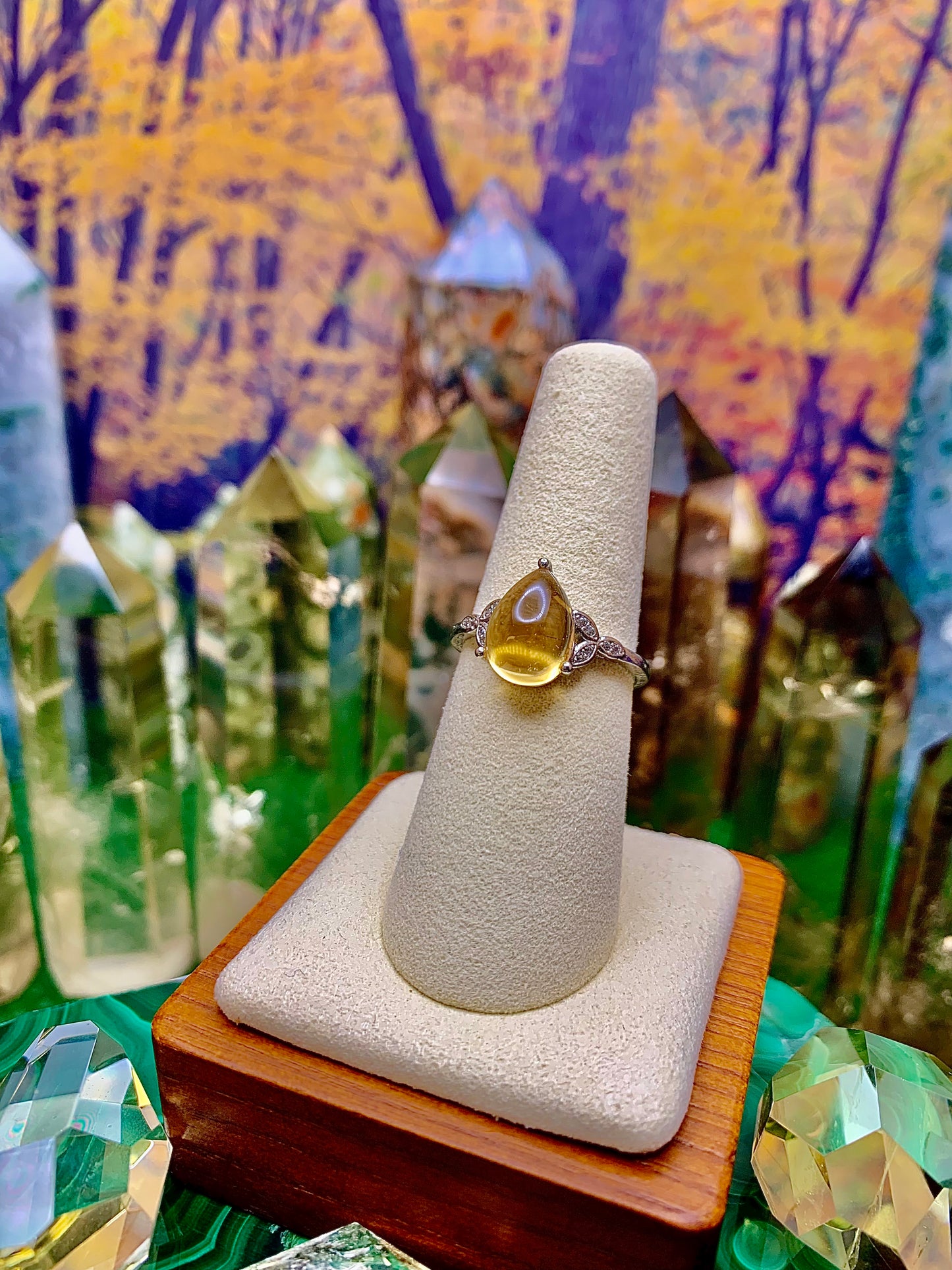 Citrine Smooth Tear Drop Ring in Sterling Silver