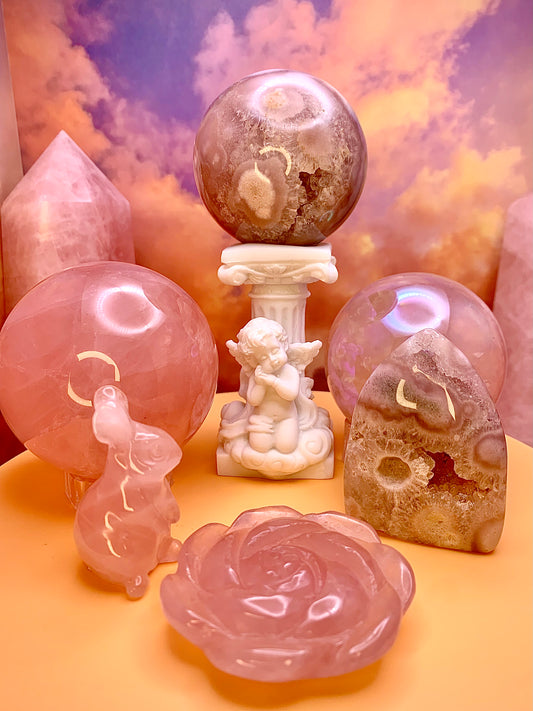 Pink Amethyst Sphere with Flower Agate Inclusions